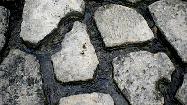 fonte ornamental escorre entre o piso